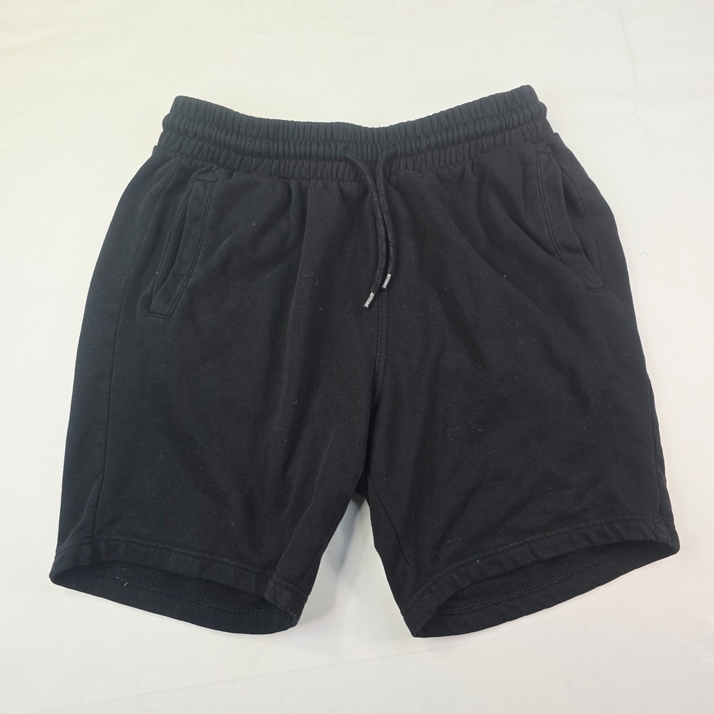 H&M Regular Fit Sweat Shorts Mens Medium Black Fleece Lined Drawstring Casual